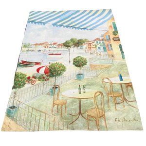 Le Port II French Cafe Grande Tapestry Wall Hanging ~ Art, Fabric de Villeneuve